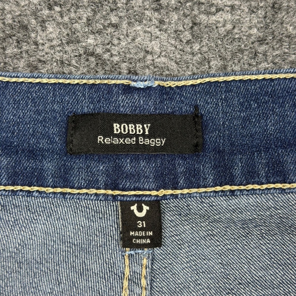 True Religion Bobby Relaxed Baggy Jeans Medium Blaze Wash TR Applique 31x32 NEW - Picture 4 of 8